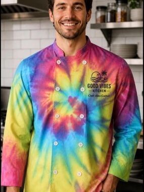Good Vibes Kitchen Tie-Dye Chef Coat - Multicolor